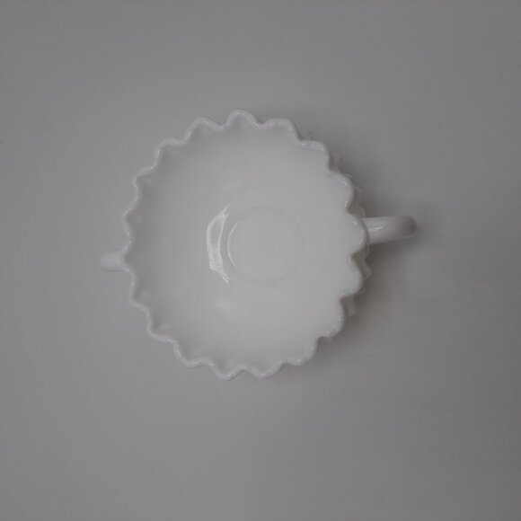 Fenton Milk Glass Hobnail Double Handled Nut Bowl - Picture 5 of 8